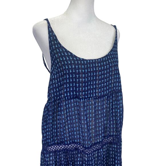 FREE PEOPLE Midnight Dance Maxi Dress Navy Blue Tiered Ruffle Beach Boho Sz S - Picture 8 of 10